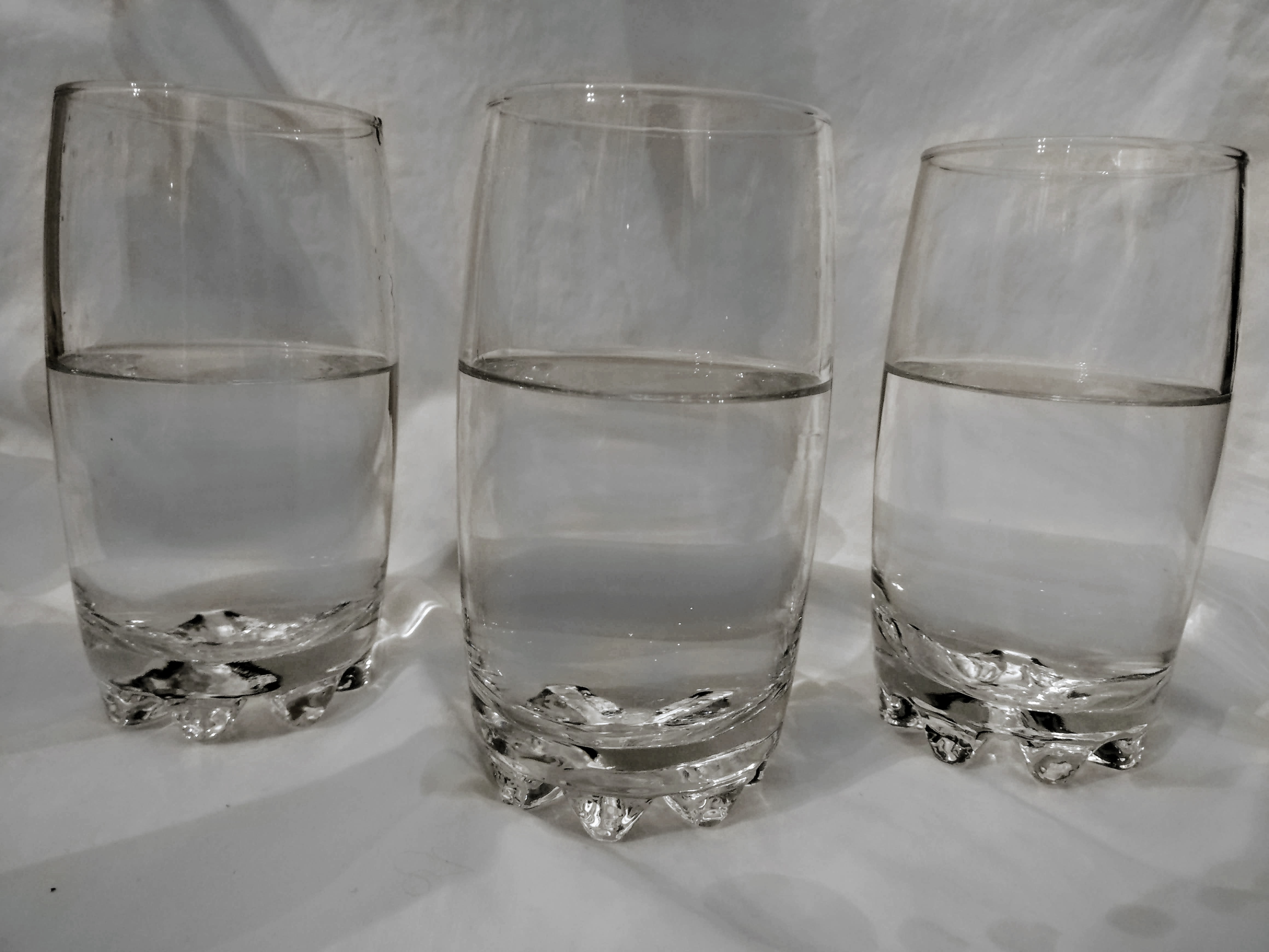 Glasses half-full of water